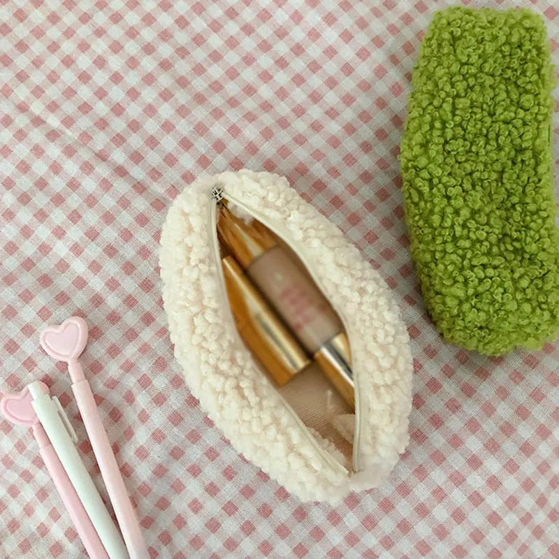 

Fashion Girl Cute Plush Fuzzy Fluffy Pencil Case Makeup Pouch Coin Purse Storage Bag Stationery Supply For Kids Student Tool
