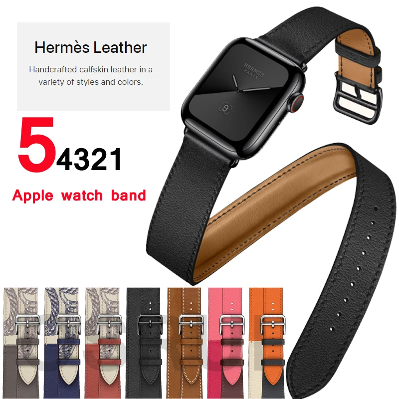 Ремешок для часов Apple watch 5 4 44 мм 40 из натуральной кожи correa iwatch 3 2 42 38 двойной тур