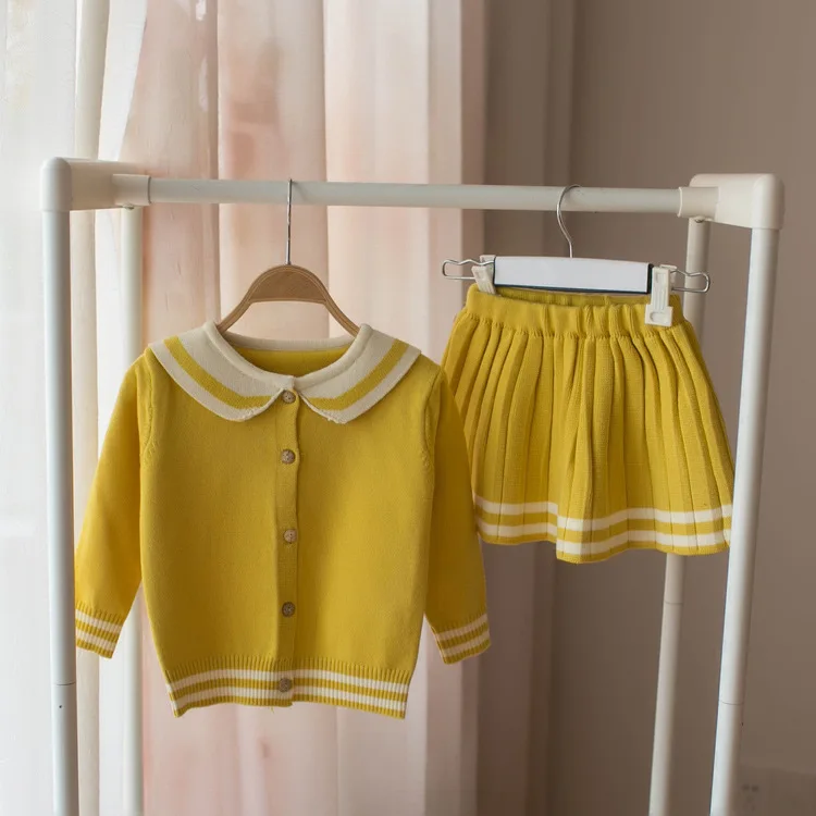 

Female Baby Spring Clothing Set 2019 New Style Knitted Sweater Two-Piece Set GIRL'S Cardigan 1 a Age of 3-5 Infant Small CHILDRE