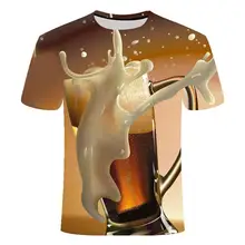 Funny T Shirts Summer Men's Clothing Brand O-Neck Clock  Beer Short-Sleeved 3D printing Digital Fashion Oversized T-Shirt