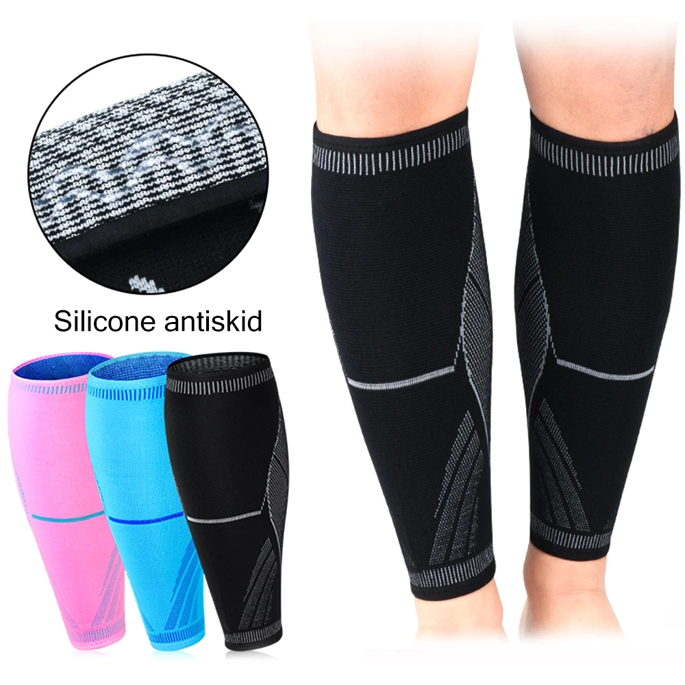 2Pcs/Pair Professional Sports Knitting Calf Compression Sleeve Shin Guard Leg Sleeves Calf Support for Running Cycling Training