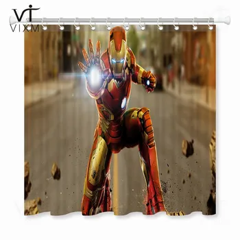 

IRON MAN Pinted Waterproof Shower Curtain 3D Anime Polyester FabricBathroom Curtain Children Bathroom Decor With Accessories