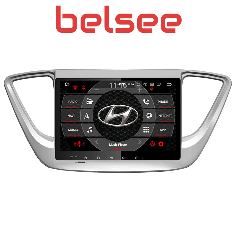 

Belsee 9" Touch Screen 2din Android 9.0 Car DVD Multimedia Player Radio GPS Navi for Hyundai Verna Solaris Accent 2017 2018 2019
