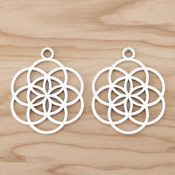 

10 Pieces Large Flower of Life Charms Pendants for Necklace Jewellery Making Findings 42x34mm