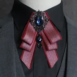 Мужской костюм рубашка Джентльмен галстук жениха для шафера платье шоу хост корейской версии британский стиль синий банк с кристаллами