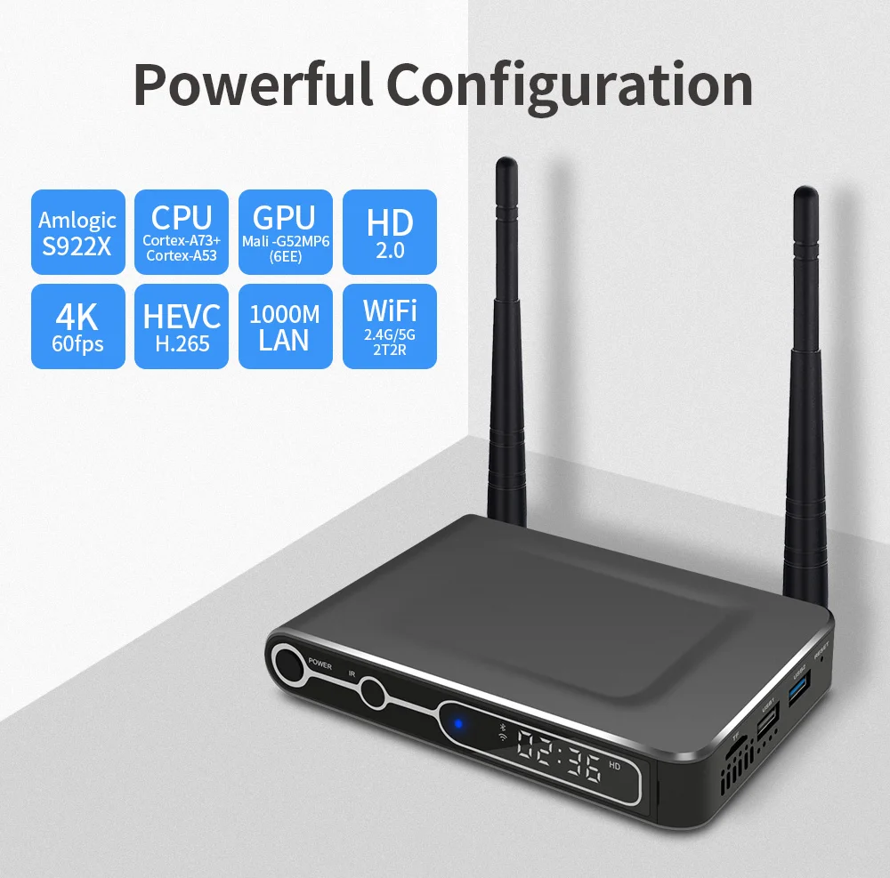  S922X Android 9.0 Smart TV Box Amlogic S922X DDR4 4GB RAM 64GB ROM Dual WiFi 1000M LAN BT4.2 4K HD 