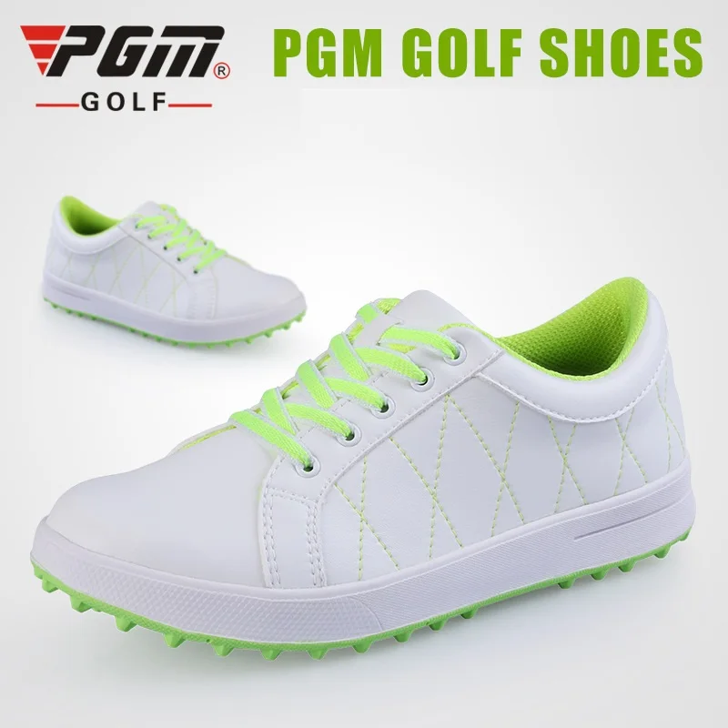 Pgm/Женская обувь для гольфа; женские дышащие водонепроницаемые кроссовки легкие спортивные туфли для гольфа со шнуровкой; EU34-39 - Цвет: Белый