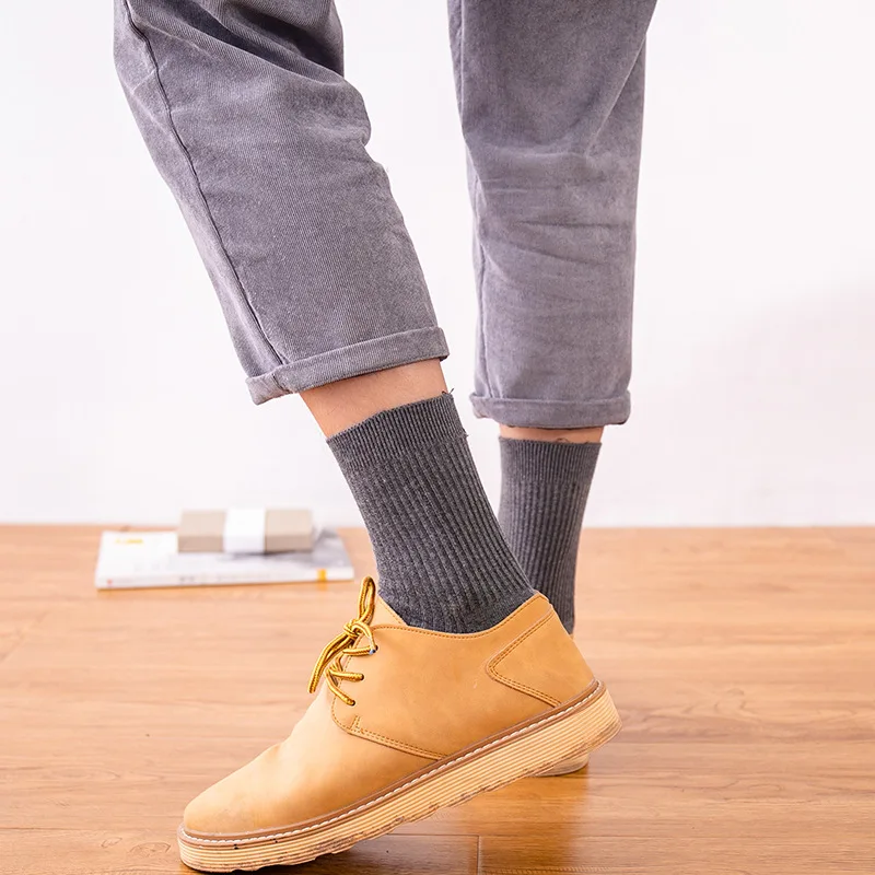 1 пара, высокое качество, Осень-зима, новые мужские носки с двойной иглой в полоску, хлопковые мужские носки, повседневные носки в деловом стиле