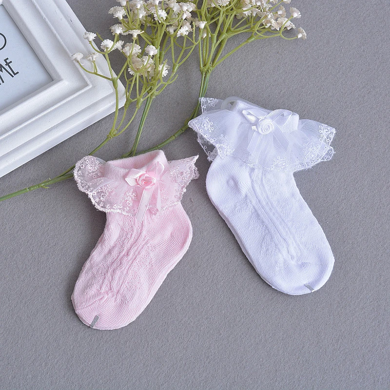 

Baby Christening Socks White Newborn Baby Baptismal Set Soft Cotton Baby Accessories Lace Ruffle Socks For Baby Baptism