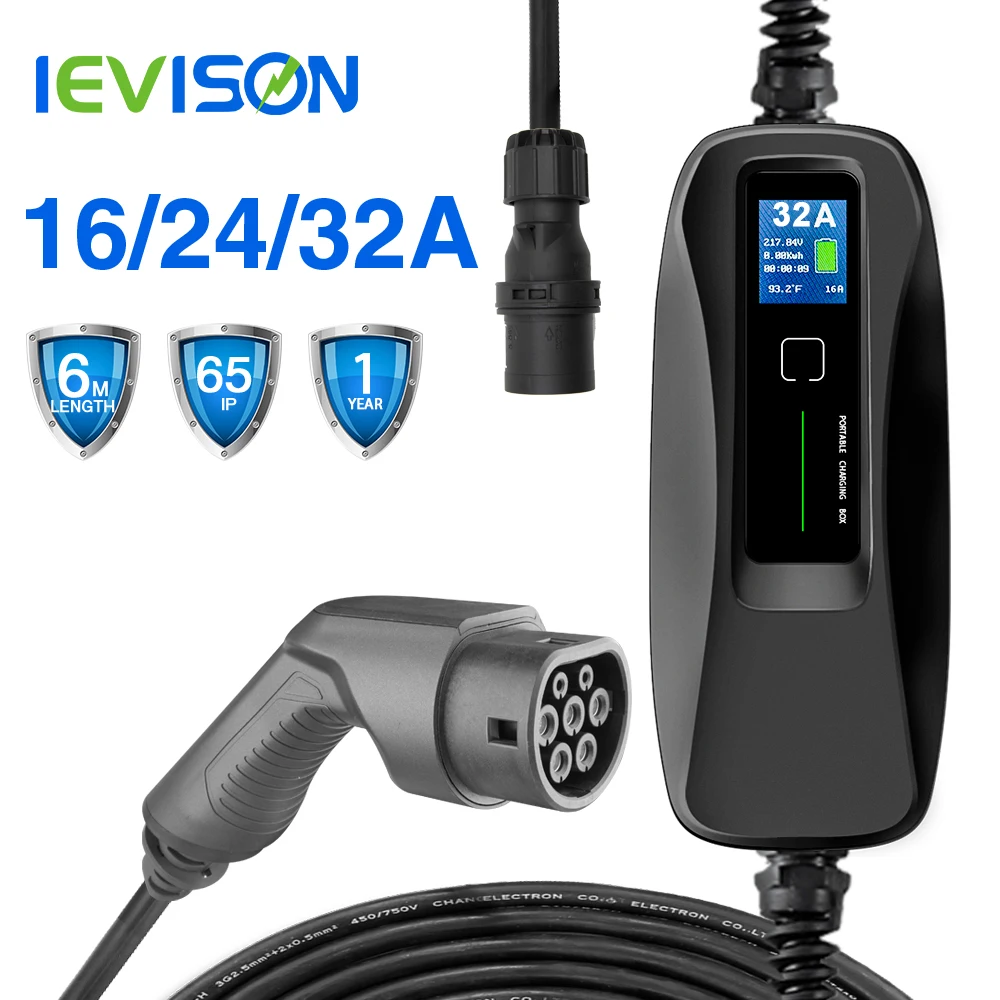 Тип 2 EV Зарядное устройство уровня 32 Amp Портативный по созданию электрических