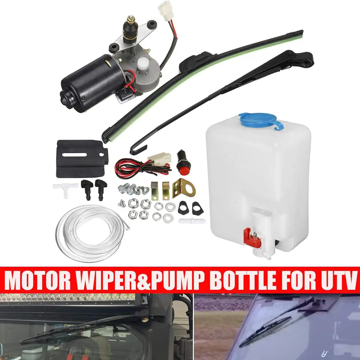 12V UTV Electric Windshield Wiper Motor Kit Wiper Assembly For Polaris
