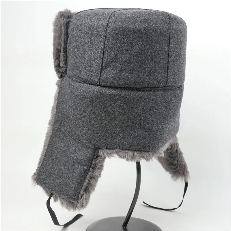 Winter Hat Soviet Army Military Badge For Women Men Warm Bomber Hats Thermal Faux Fur Russia Ushanka Earflap Caps winter hat,fashion hat,earflap hat,faux fur hat