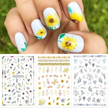 

Gold 3D Nail Sticker Lines Strip Nail Art Transfer Stickers Sunflower Nail Wraps Nail Art Decoration DIY Decals Nail Accessories