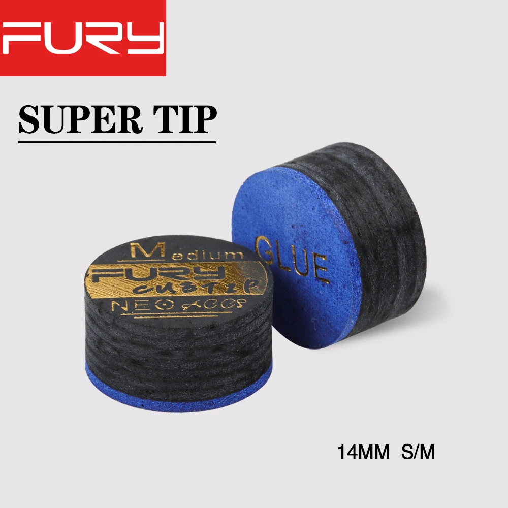

Original Fury Super Tips S M 14mm Tip Eight layers of pigskin Multi-layer Tips Excellent Elasticity Tips Billiards Accessories