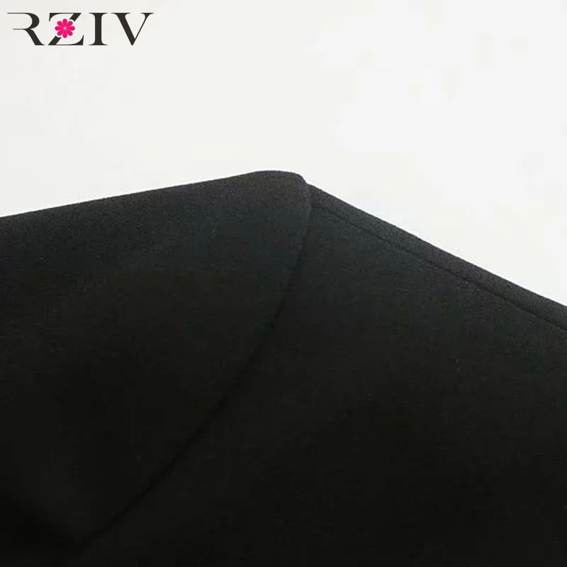 RZIV Autumn and winter women's suit casual solid color double-breasted pocket decorative suit