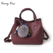 2 шт. повседневные сумки для женщин сумки на плечо большой емкости Женский комплект сумок-тоут Сумки из искусственной кожи сумки через плечо с hairball