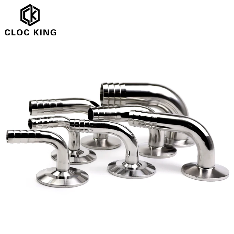12.7/14/16/19/25/32/38/45/51/mm OD 304/316 Sanitary Hose Barb Pipe Fitting 1.5" 2&rdquo; Tri Clamp 50.5mm/64mm Ferrule 90 Degree Elbow Pipe Fitting
