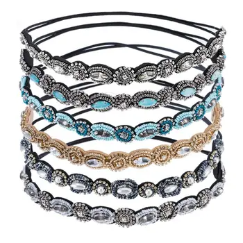 

Bohemian Jewelry Rhinestone Headband Handmade Beading Women Girl Hair Accessories Wedding Night Party Imitation Crystal Hairband