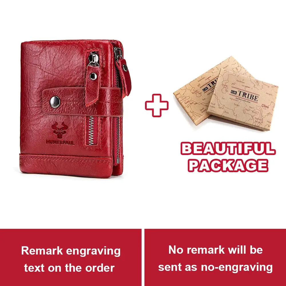 Гравировка, подарок, мужской кошелек из натуральной кожи, кошелек для монет, маленький держатель для карт, портфель, Portomonee, мужской кошелек для друзей, сумка для денег - Цвет: Red-BOX