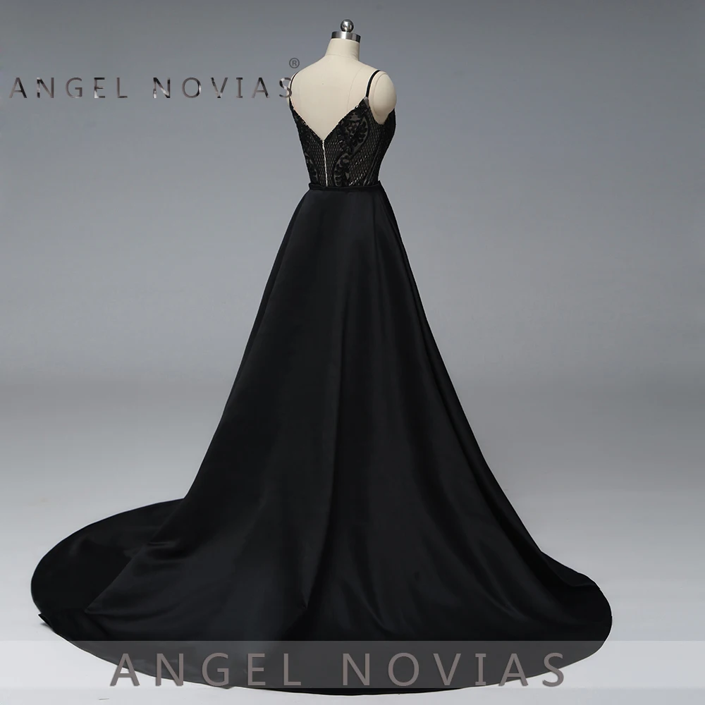 ANGEL NOVIAS длинные черные Abendkleider Саудовская Арабская элегантные женские вечерние платья со съемной юбкой Avondjurken