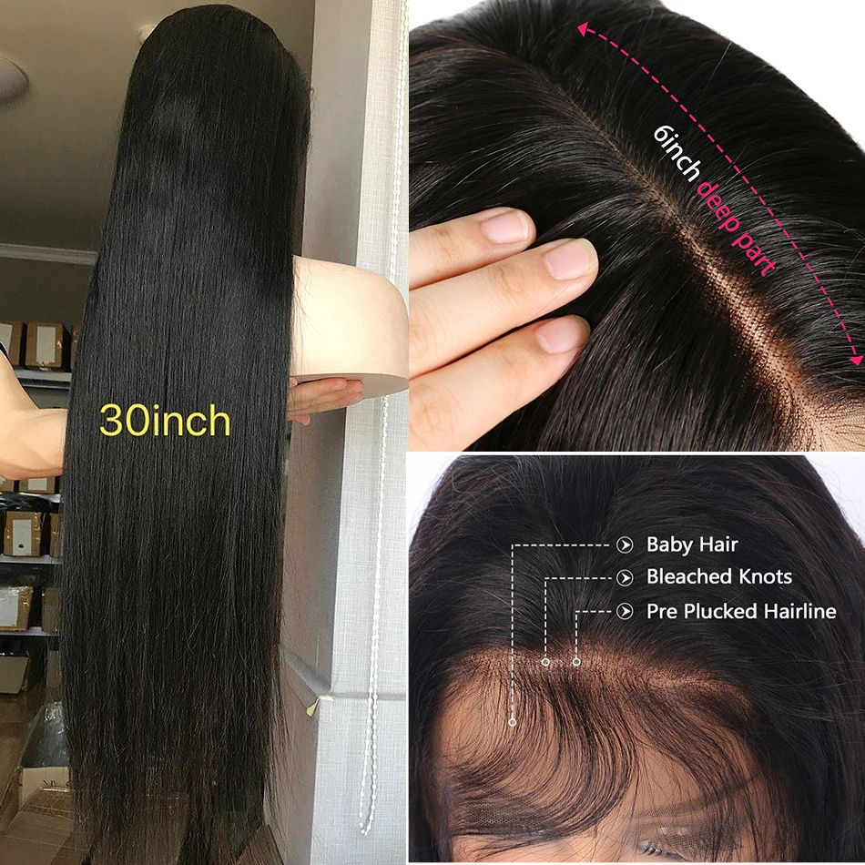 Linksbeauty прямые 13*6 кружевные передние человеческие волосы парики бразильские натуральные волосы для черных женщин предварительно выщипанные 28 30 дюймов 360 фронтальный парик