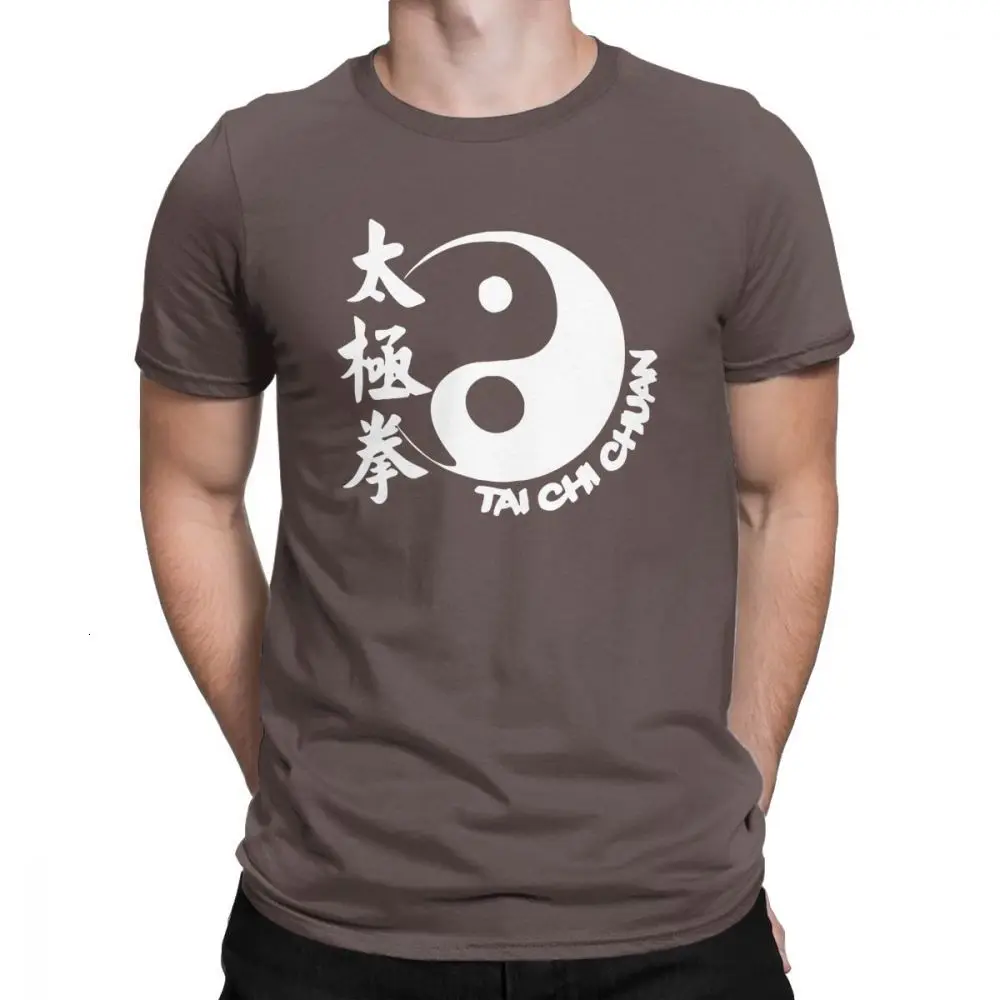 Brown Midnite Star Tai Chi Chuan T Shirt Men's Pure Cotton Hipster T-Shirts Crew Neck Tees Short Sleeve Clothing 4XL 5XL 6XL - Цвет: Brown