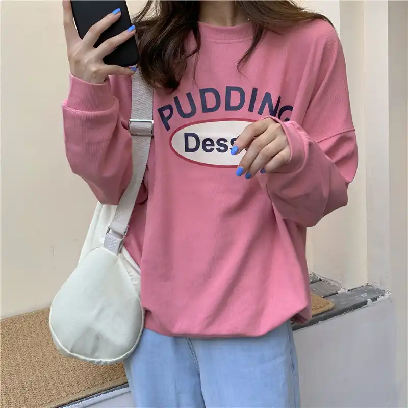 Susse Brief Drucken Pullover Frauen Cottagecore O Hals Langarm Sweatshirts 2021 Fruhling Herbst Neue Mode Indie Lange Tops Y2k Hoodies Sweatshirts Aliexpress