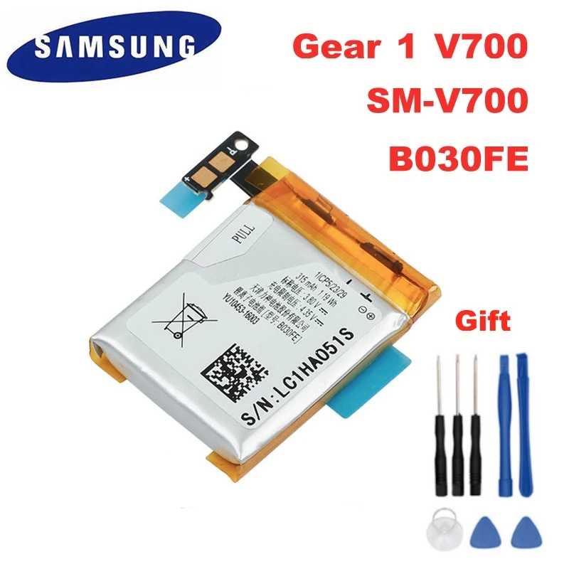 Оригинальная батарея Samsung Gear 1 SM V700 для Galaxy Gear1 SMV700 аутентичная сменная B030FE b030fe 315 мАч|Аккумуляторы мобильных