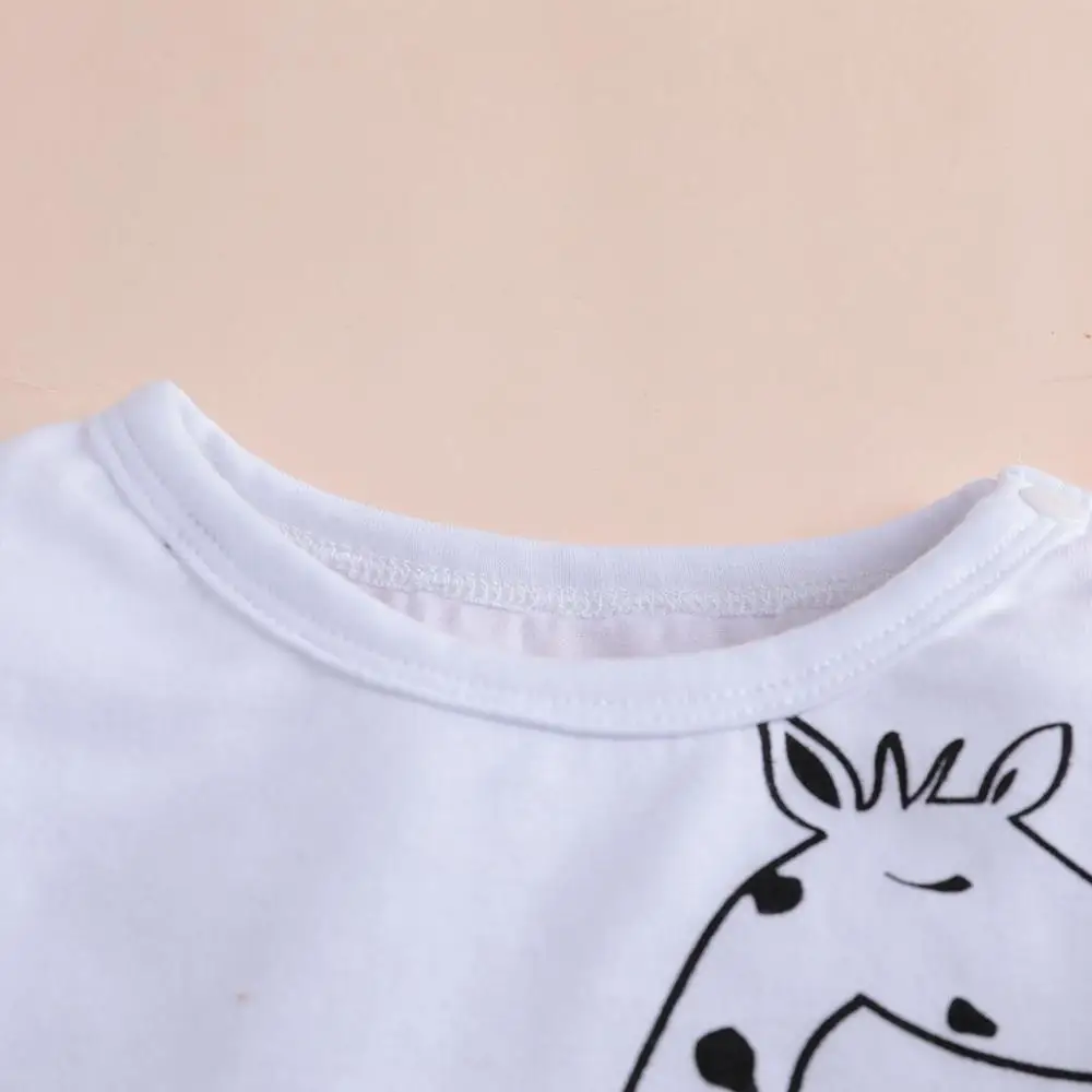 Cena PatPat Baby Boy Girl nadruk z żyrafą kombinezon z długim rękawem dół Snap wiosna jesień zima wokół szyi z długim rękawem bawełna