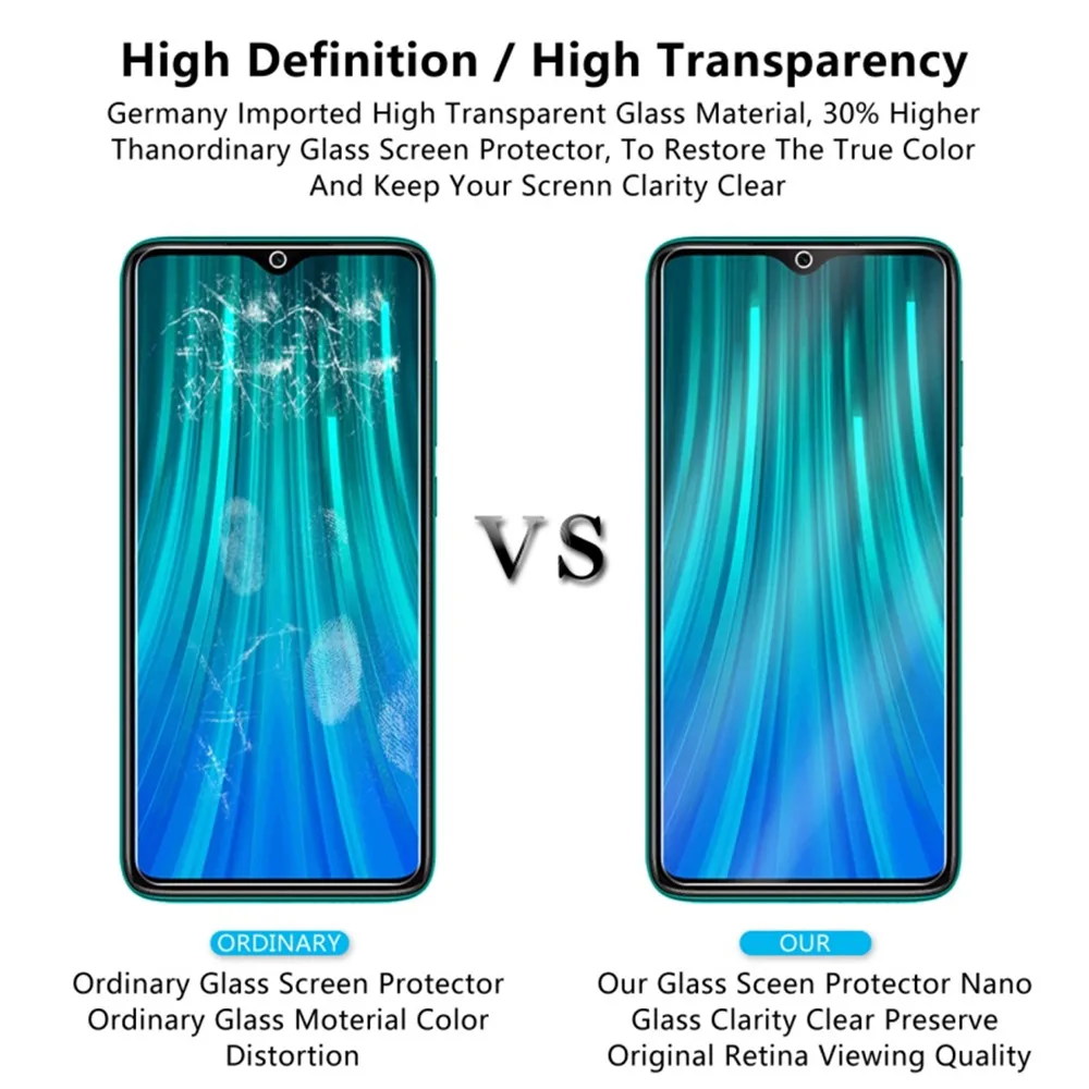 2pcs Tempered Glass For Xiaomi Redmi Note 7 8 Pro 5 6A 7A Mi 9T SE A3 Screen Protector cristal templado Redmi Note 7 8 Pro glass