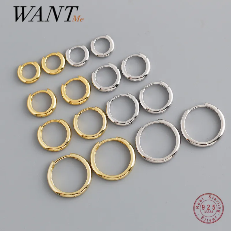 WANTME – boucle d'oreille ronde minimaliste en argent Sterling 925 pour femmes, Punk, unisexe, Rock Hoop, accessoires de bijoux