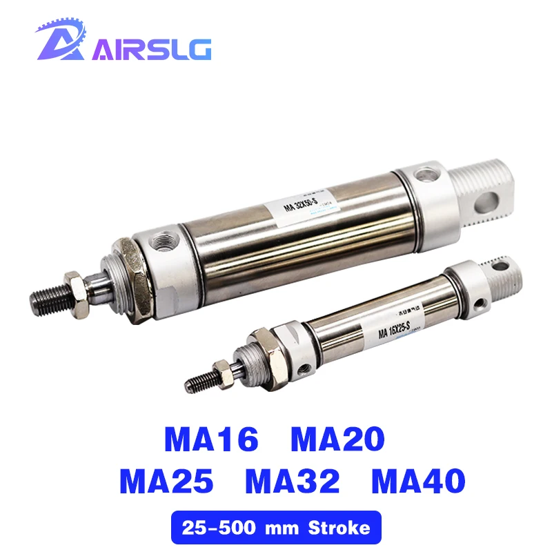 

Free shipping MA MA16 MA20 MA25 MA32 MA40 stainless steel Mini pneumatic cylinder -25-50*75-100-125-150-175-200-250-300-350-400