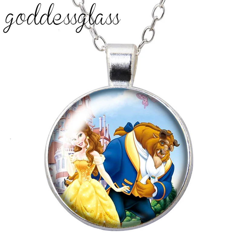 Disney Princess Beauty And The Beast Belle Silver Plated Rose Necklace,  Officially License : Target