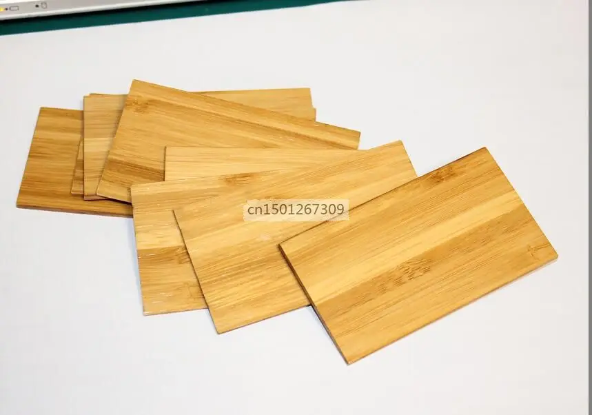 Tarjeta de visita de bambú en blanco de 2mm de grosor, recortes rectangulares para proyectos de artesanía DIY, grabado láser, cantidad de 10/30/50 a elegir