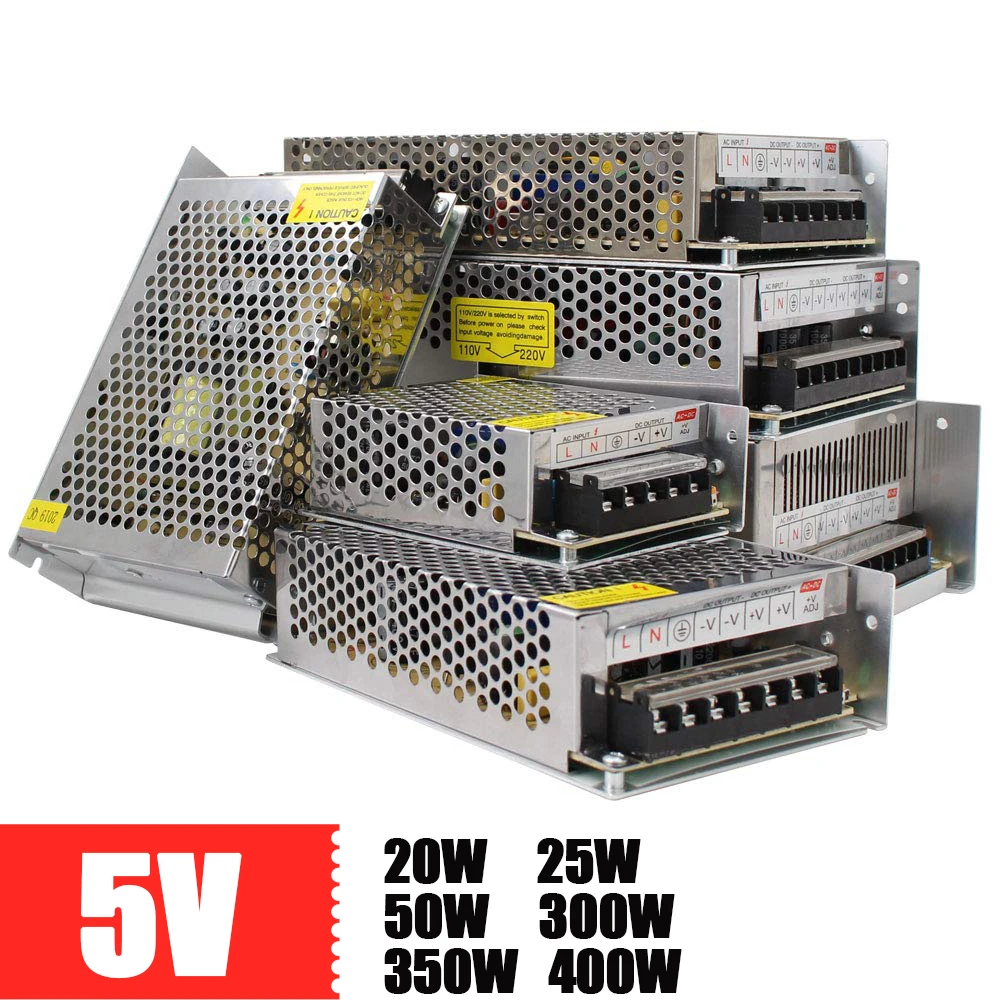 DC 5В импульсный источник Питание Мощность трансформатор 20W 25W 50W 300W 350W 400W 4A 5A 10A 60A 70A 80A