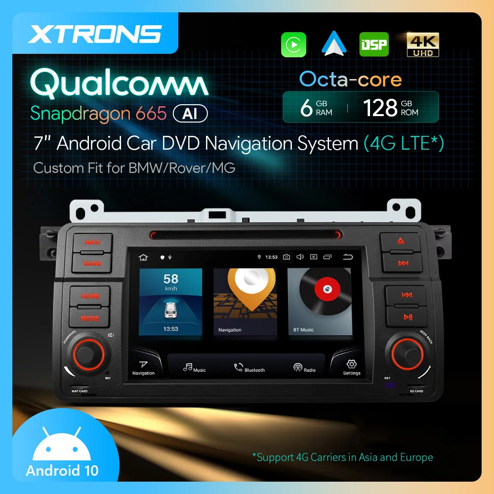 XTRONS 7" Android 10.0 6+128 Car Multimedia Player Radio