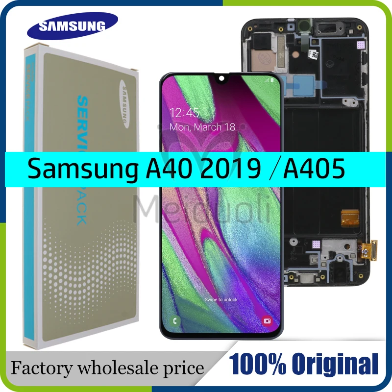 

Original 5.9" AMOLED For Samsung A40 2019 A405F LCD display touch Screen Digitizer Assembly with frame replacement repair parts