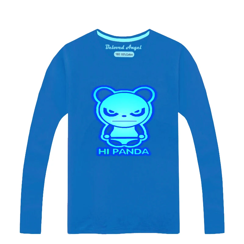 Glow In Dark Superhero Logo Children T-shirt Cartoon Boys Girls Long Sleeve Clothes Luminous Tshirt Fashion Tees Toddler