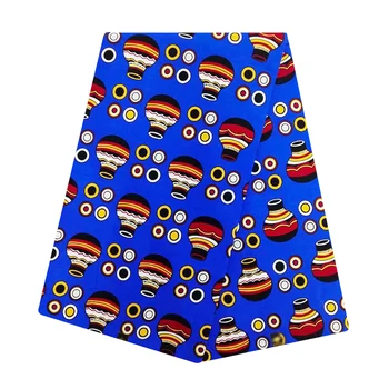 

2020 Latest Blue Ghana African Wax Fabric for Sewing Dress 6 Yards Tissus Tulle Cotton Pange Wax Fabrics Material High Quality