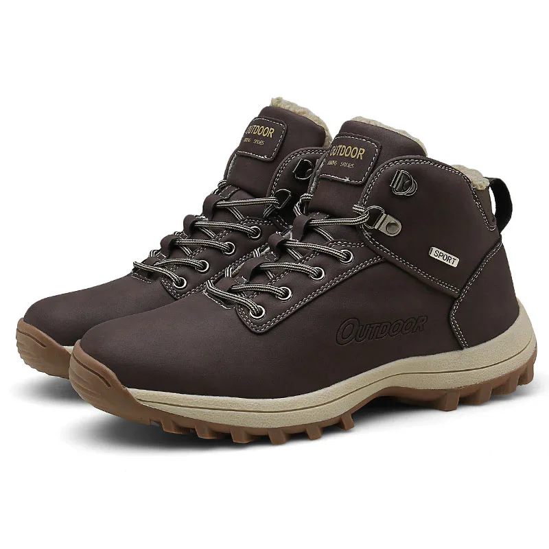 New Winter Men Boots Warm Fur Ankle Boots Waterproof Snow Boots Outdoor Boots Comfortable Climbing Hiking Motorcycle boots