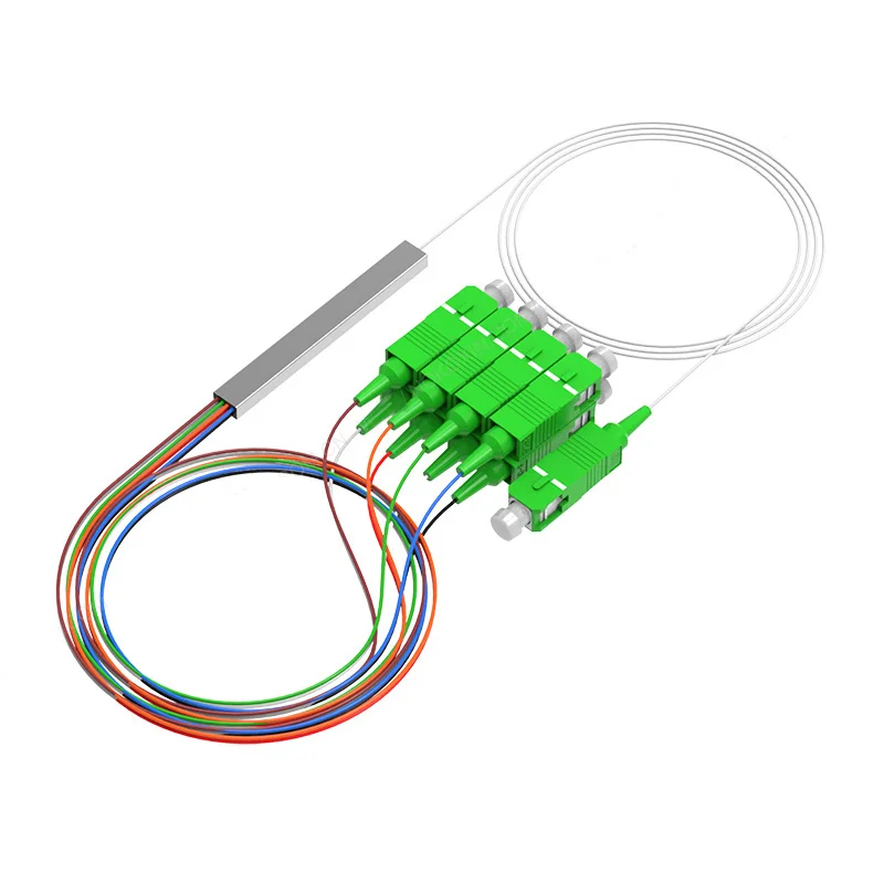 

SC/ APC 1X8 FTTH Fiber Optic Splitter FBT Optical Coupler 1X8 SC Singlemode Steel Pipe plc optical splitter
