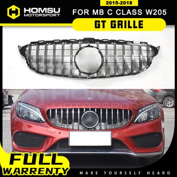 

GT GRILLE For C class W205 Diamond Front Grill Front Mesh Grille Auto Part For Mercede C180 C200 C250 grille front bumper grille