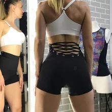 GXQIL ткань отводящая влагу короткие спортивные женские, с завышенной талией, спортивные шорты для Для женщин сексуальный бандажный Для женщин Спортивные шорты красные, черные обув