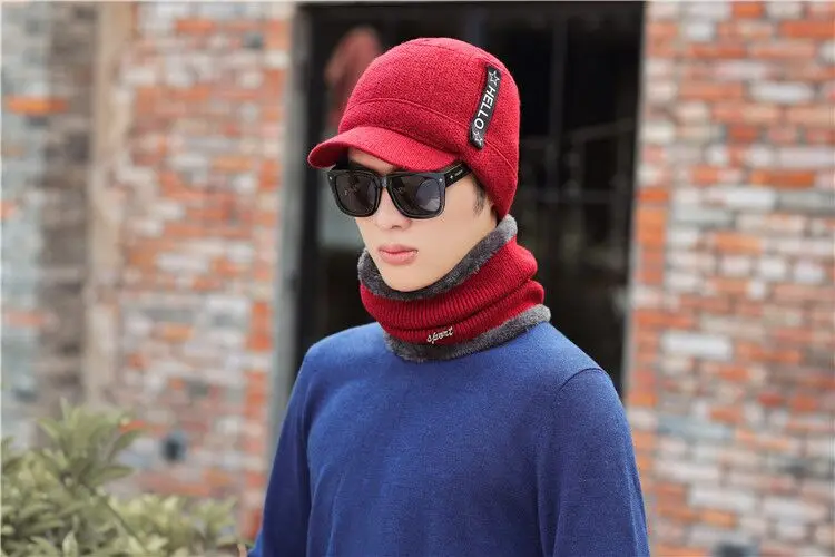 Зимняя шапка Skullies Beanies, зимние шапки бини для мужчин и женщин, шерстяной шарф, шапка, набор Балаклава, маска, шапка, вязаная шапка
