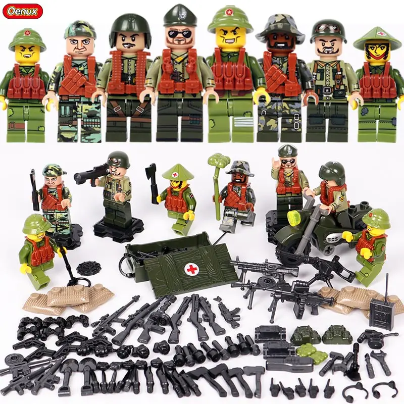 Oenux, новая мировая война 2, армейские солдатики, военный строительный блок, WW2, американские советские мини-солдатики, фигурки, MOC блок, кирпичная игрушка для детей - Цвет: Vietnam Army