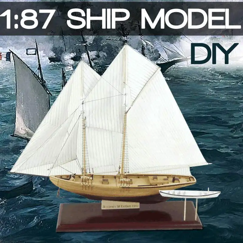 1: 81 масштаб Классическая парусная лодка модель Бенджамин W. Latham 1902 DIY Sailboat деревянная модель корабля строительные комплекты для детей