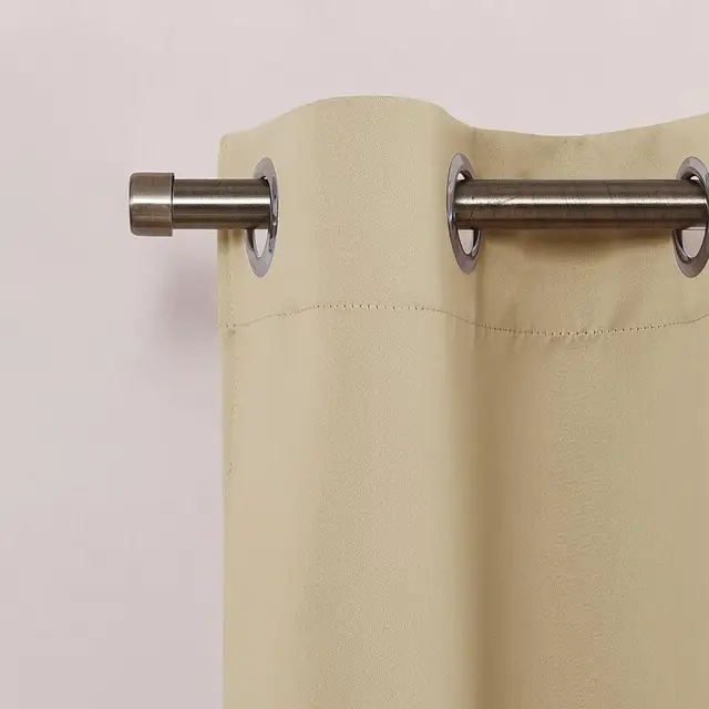 NICETOWN Blackout Tier Valance Curtain Thermal Insulated  Grommet Top Curtain Panel with Eyelets for Kitchen Half Window ,1Pair Beige