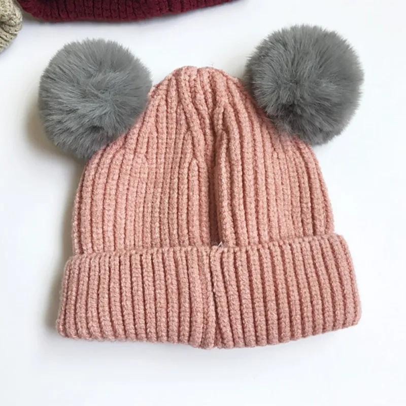 Beanies детская шапка с помпоном зимняя детская шапка трикотажная шапка для девочек и мальчиков повседневные однотонные детские шапки для девочек