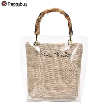 

PVC Clear Summer 2019 Small Handbag Transparent Women Hand Bags Chain Straw bag Lady Travel Beach Shoulder Cross Body Bag