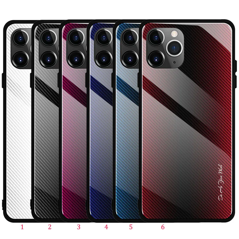 100 шт./лот для iPhone 11 градиентный Полосатый чехол из закаленного стекла Pro Max ТПУ